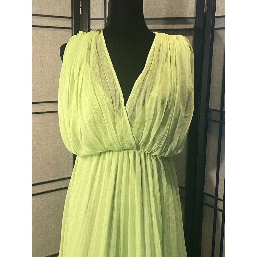 ASOS Design Gladiator Lime Green Sundress Size 4 Midi Flowing Get Noticed! - Picture 2 of 11